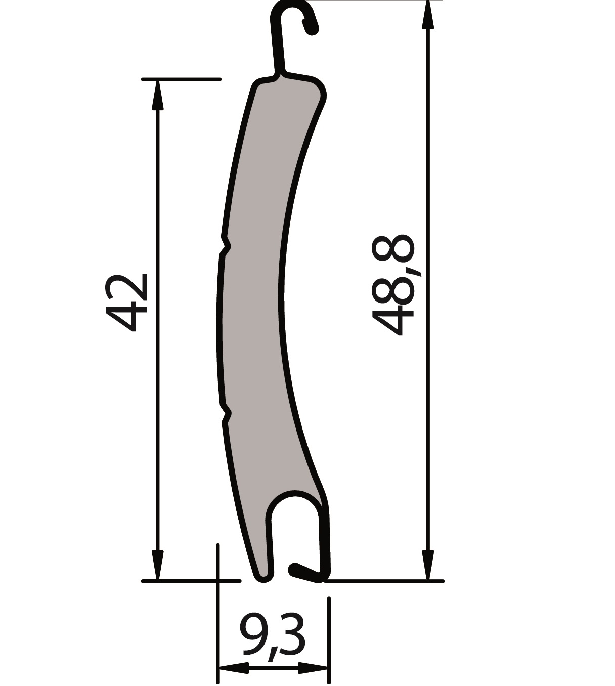 Roletová lamela - krycí výška 42 mm